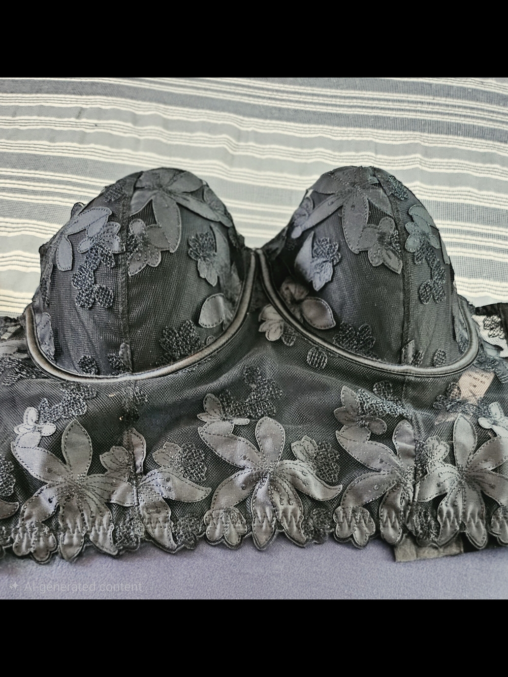 Victoria's Secret Black Floral Lace Longline Corset Balconette Bra